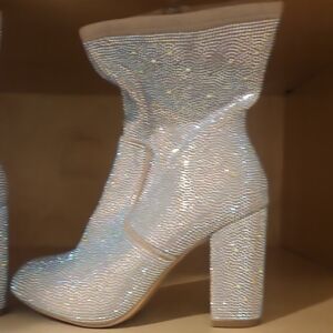 Sparkling Silver Ankle Boots